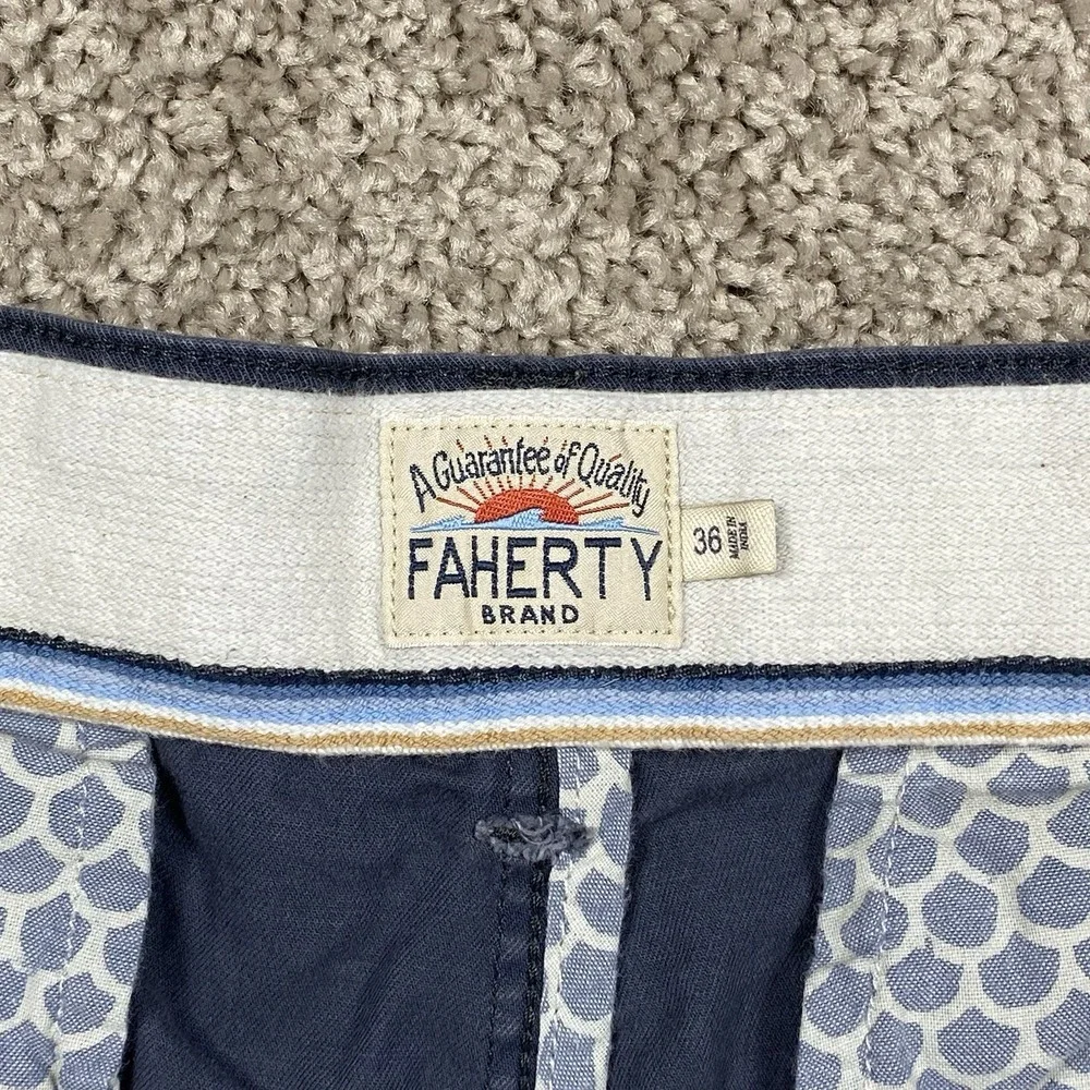 Faherty All Day Shorts Mens 36 Blue Organic Cotton‎ Tencel Stretch MBS2203-VNY